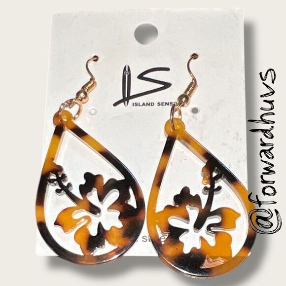 Bundle Sale 3 for $15 | Island Sense Hibiscus Cut-Out Earrings - Picture 3 of 8